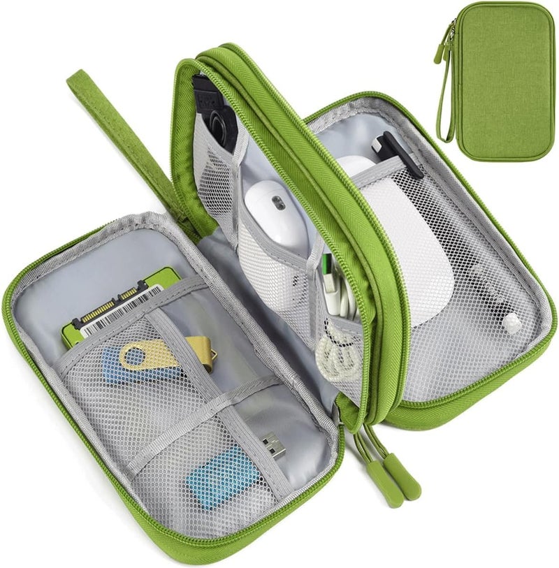 CAOODKDK Electronic Organizer Travel Cable Accessories Bag, Electronic Organizer Case, Electronic Accessories Organizer Bag for Power Bank, Charging Cords, Chargers, Mouse, USB Cable, Earphones (Green) - Image 1
